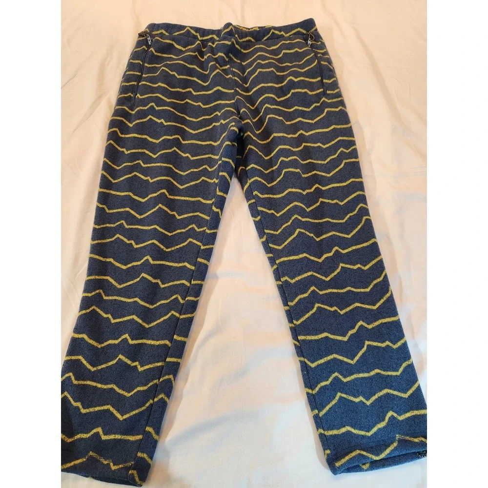 The North Face Mens XXL Blue Yellow Zig Zag Mountain Fleece Jogger Pants Regular